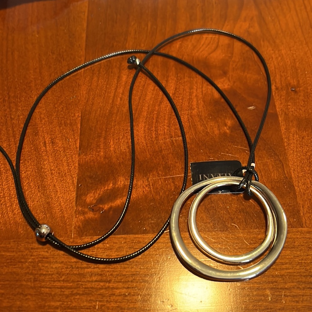 Alfani adjustable length double circle statement necklace silver nwt